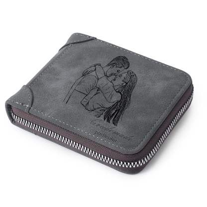 Portefeuille Photo Personnalisé Classique Homme Porte-Monnaie Carte Cadeau pour Père