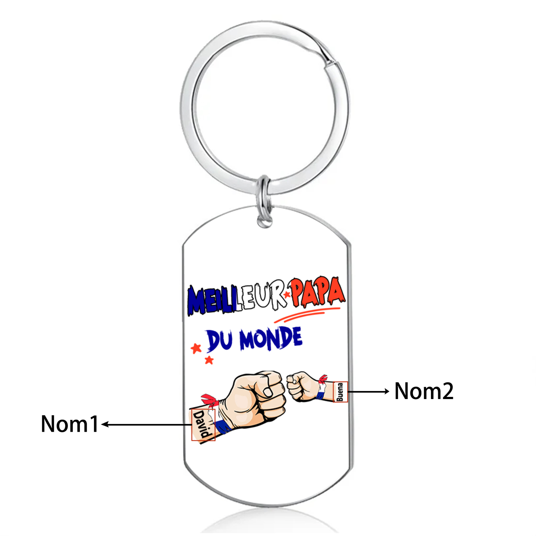 À mon Papa - Porte-Clés Poings 2 Prénoms Personnalisés