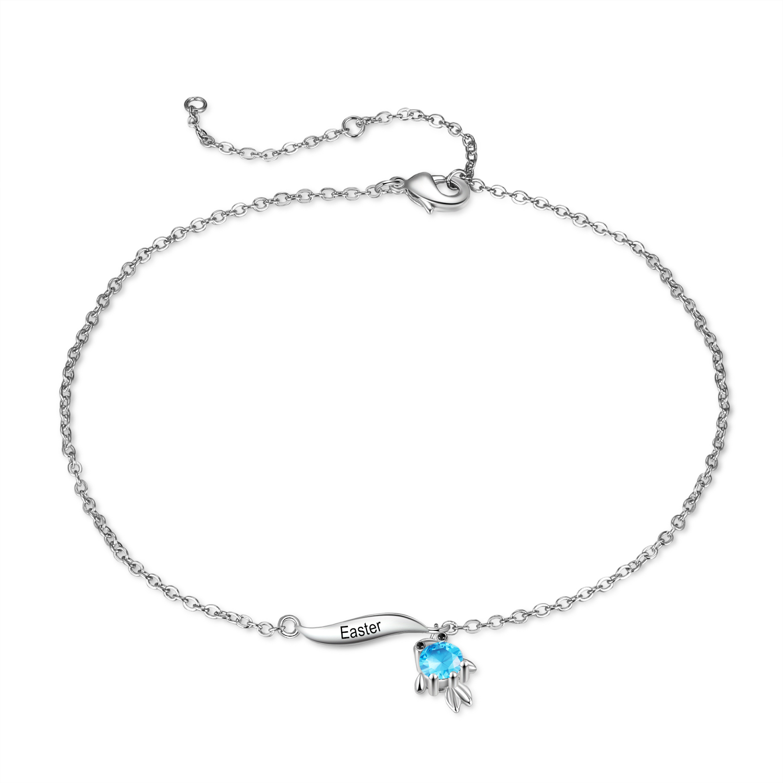 1-6 Noms Bracelet de cheville Poisson rouge Personnalisés avec Pierre de Naissance pour Femme