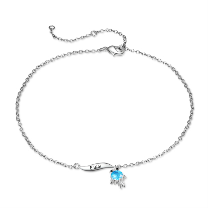 1-6 Noms Bracelet de cheville Poisson rouge Personnalisés avec Pierre de Naissance pour Femme