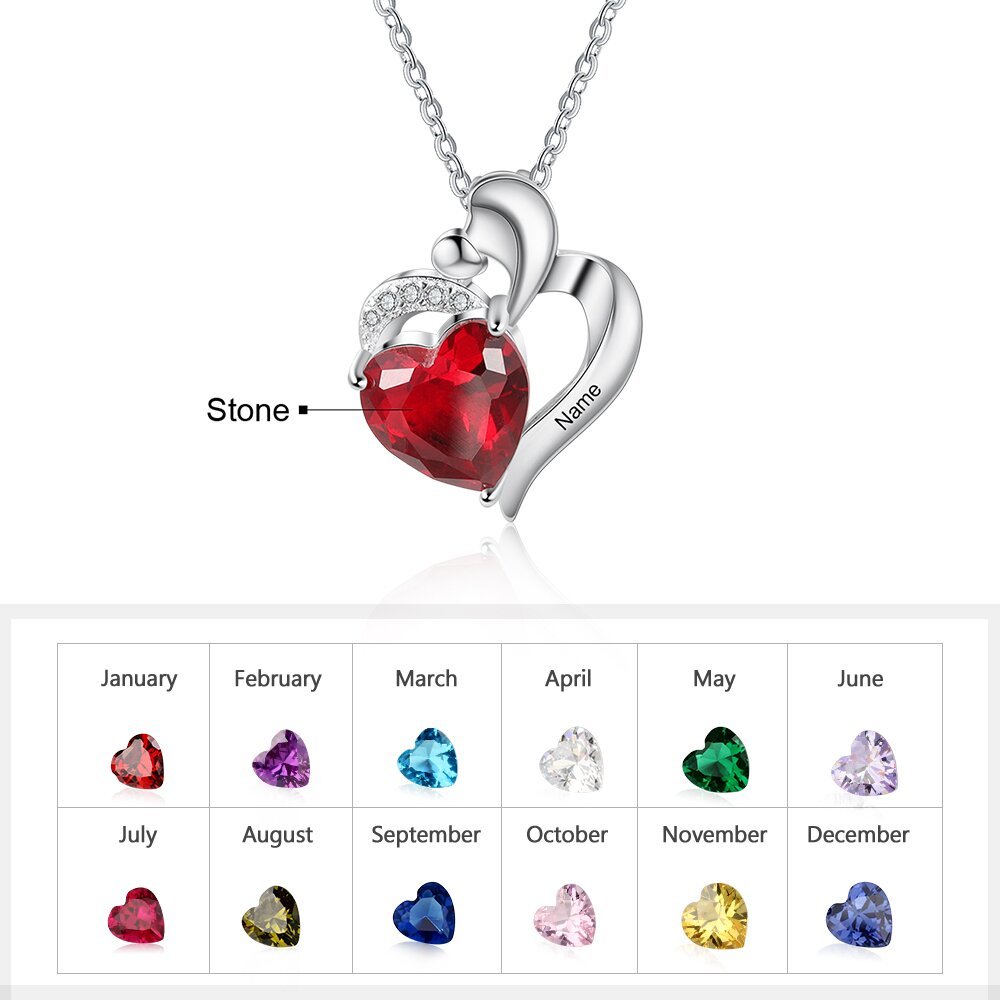 À Ma chérie-Collier coeur 1 Prénoms Personnalisé avec pierre de naissance