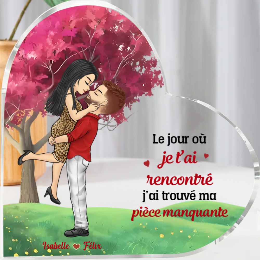 Plaque Acrylique Cœur Couple Romantique 2 Prénoms Personnalisés Cadeua pour couple Saint-Valentin | Jessemade