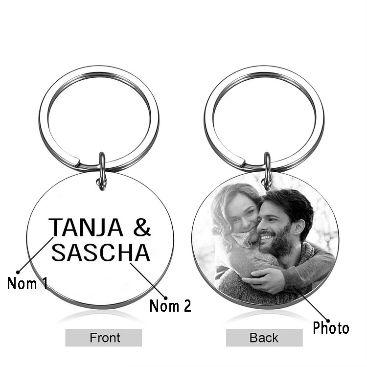 Porte-Clés 2 Prénoms Personnalisés avec Date pour Couple