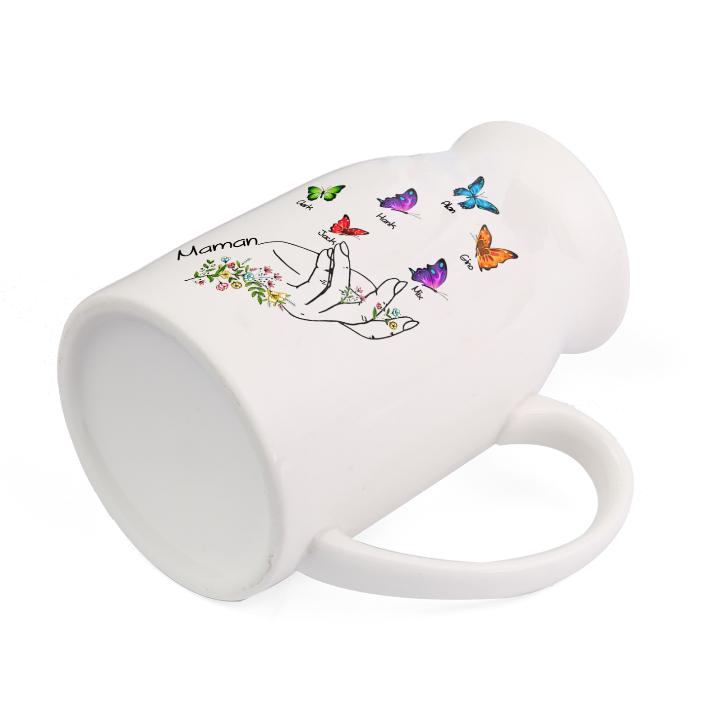 Vase à Fleurs Mains et Papillons 6 Prénoms Personnalisés avec Texte Décoration de la Maison