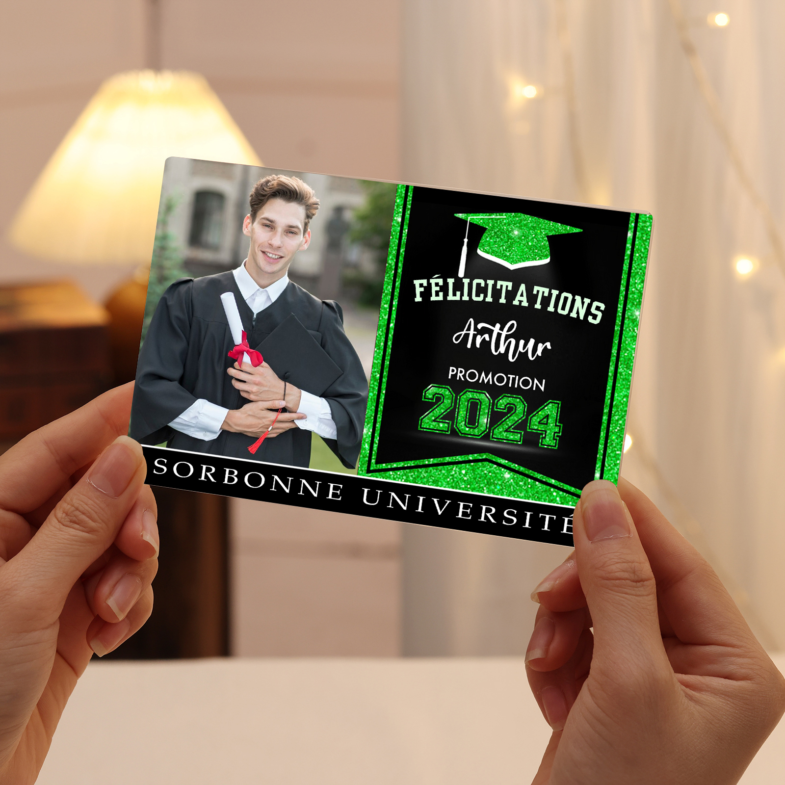 Plaque Acrylique Rectangle Diplômés Prénom et Photo Personnalisés avec Années et Texte Cadeau de Graduation