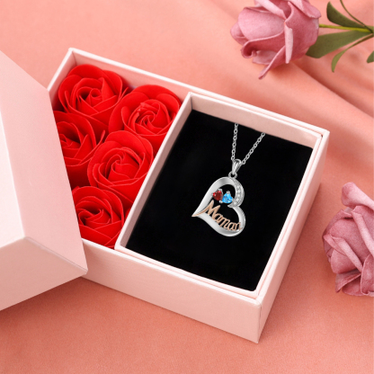 Collier Cœur « Maman » Personnalisable – Pierres de Naissance & Gravure de Prénoms
