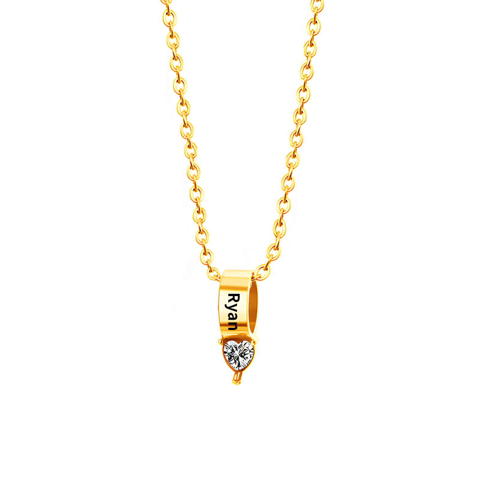 Collier Pendentif Cœur 1 Prénom et Pierre de Naissance Personnalisés Collier Femmes