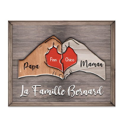 À ma Famille-Cadre en Bois Puzzle 2 Prénoms Personnalisés avec Texte