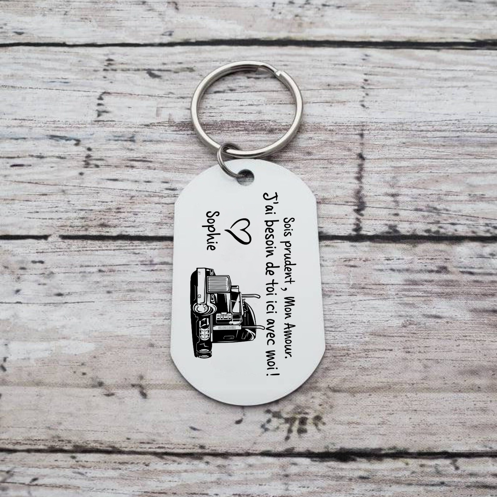 Porte-Clés 1 Prénom et Photo Personnalisés pour Couple