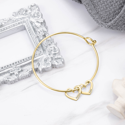 Bracelet Enfant 4 Prénoms Personnalisés avec 4 Cœur Breloques