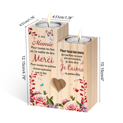 À Ma Mamie - Bougeoir en Bois sans bougie cadeau de Petite-Fille pour Mamie