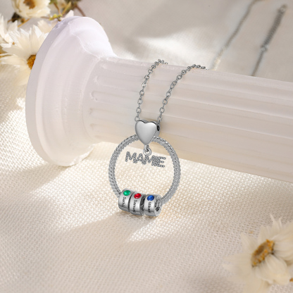À ma Mamie - Collier Personnalisé Pendentif 3 Prénoms et Pierre de naissance Or/Argent｜Jessemade