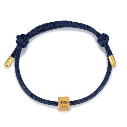 Bracelet Initiale 1 Lettre Personnalisée Noir pour Couple｜Jessemade