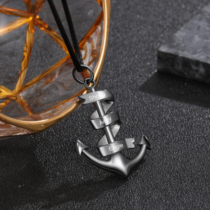 Collier d'ancre marine nautique Pirate ancre pendentif 3 Prénoms Personnalisés Collier Homme