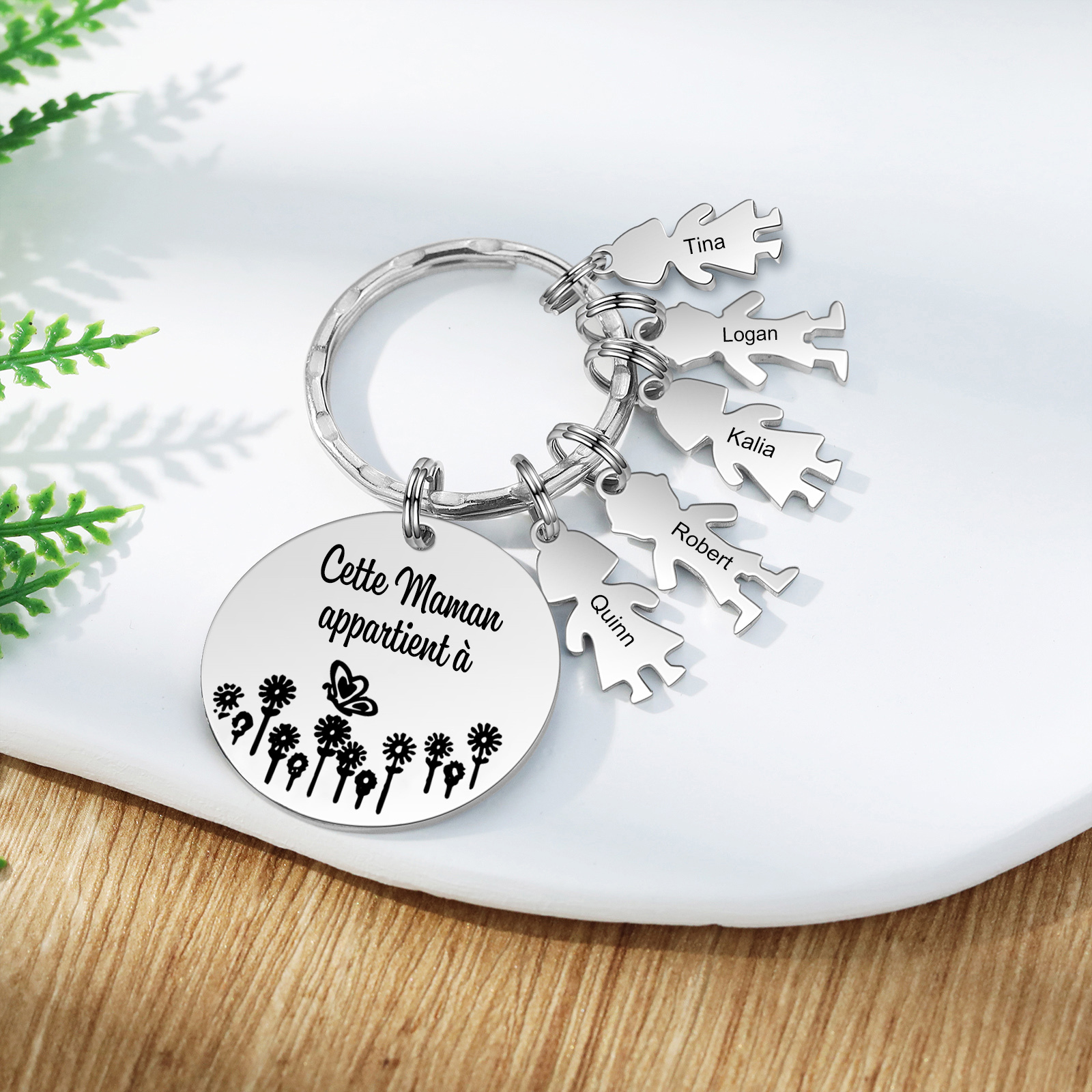 À Ma Maman - 1-5 Noms Porte-Clés Personnalisés Avec Breloques Enfants
