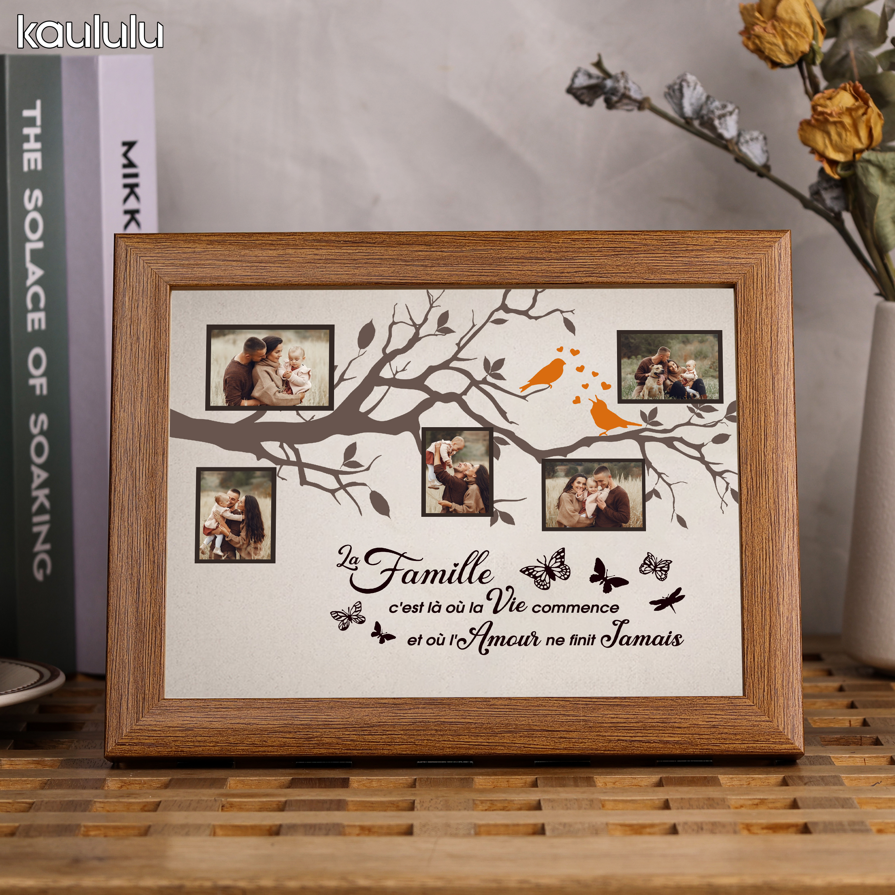 La famille - Cadre en bois personnalisé 5 photo Arbre de vie Arbre 