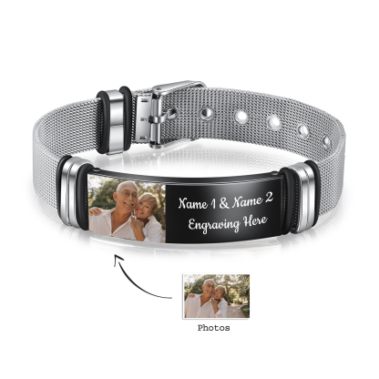 Bracelet 2 Prénoms Personnalisé texte avec photo
