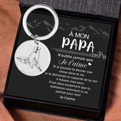 À mon Papa - Porte-Clés La Main Dans La Main 3 Prénoms Personnalisé
