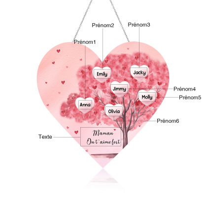 À Maman/Mamie - Veilleuse Cœur Arbre Décoration 6 Prénoms Personnalisés avec 1 Texte