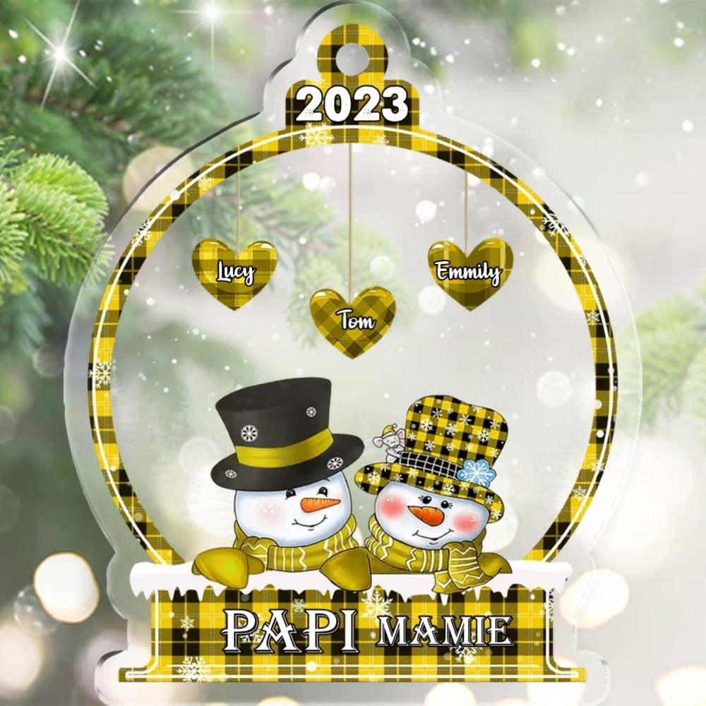 Ornements de Noël en Acrylique Bonhomme de neige 3-18 Prénoms Personnalisés avec Années