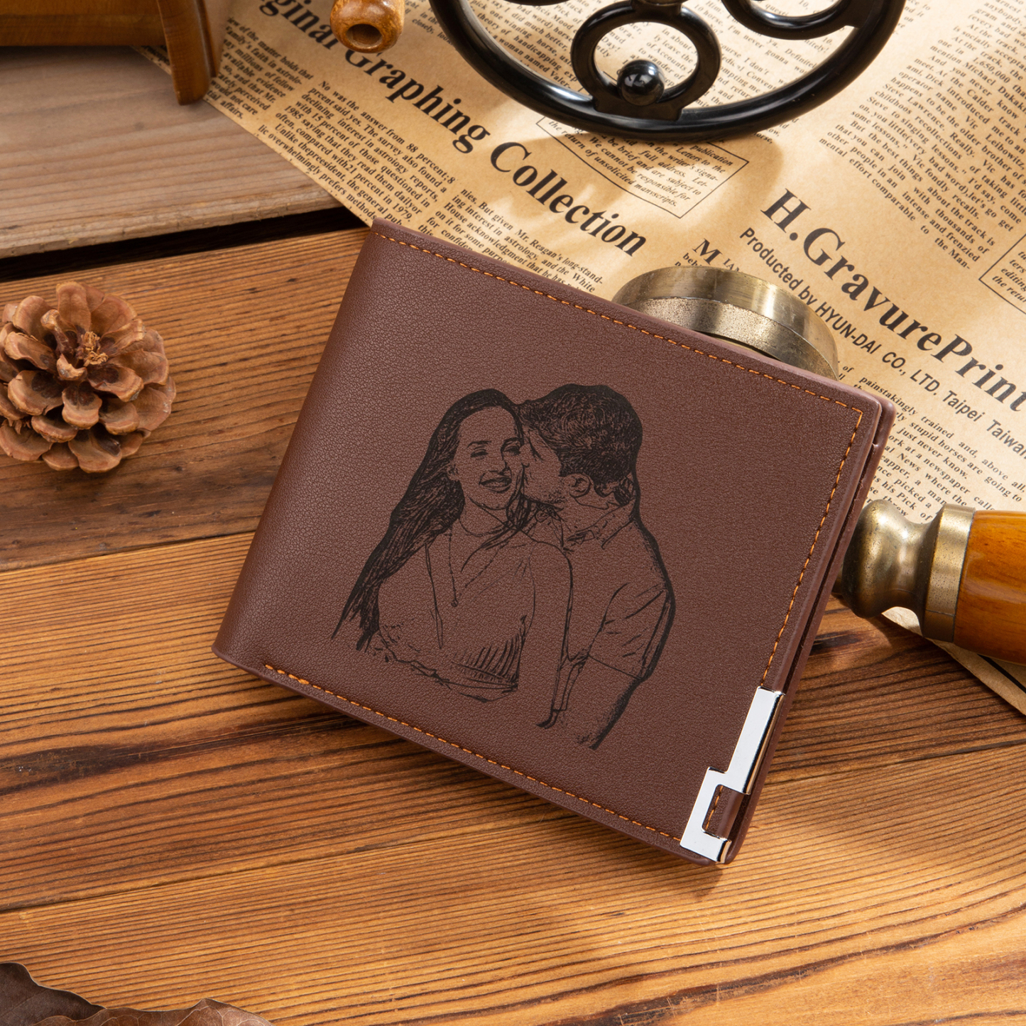 Jessemade FR Portefeuille Photo Personnalisé avec texte Classique Homme Porte