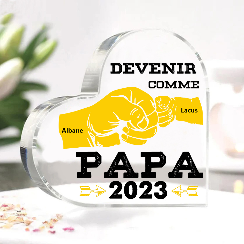 À mon Papa - Plaque Acrylique Poings 2 Prénoms Personnalisés avec Année-Jessemade FR