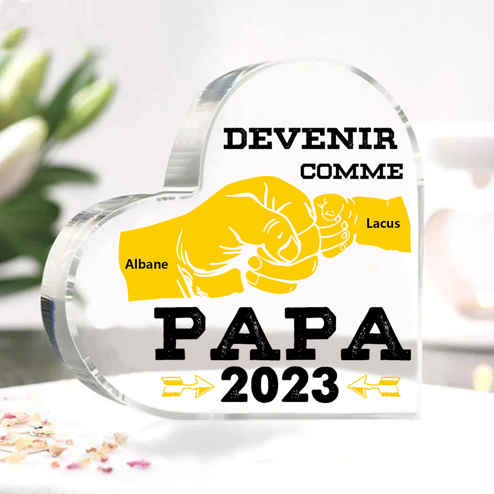 À mon Papa - Plaque Acrylique Poings 2 Prénoms Personnalisés avec Année-Jessemade FR