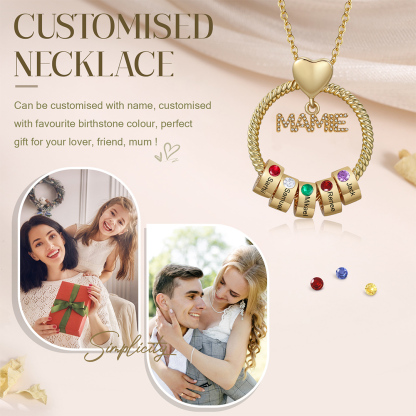 À ma Mamie - Collier Personnalisé 5 Prénoms et Pierre de naissance Or/Argent｜Jessemade