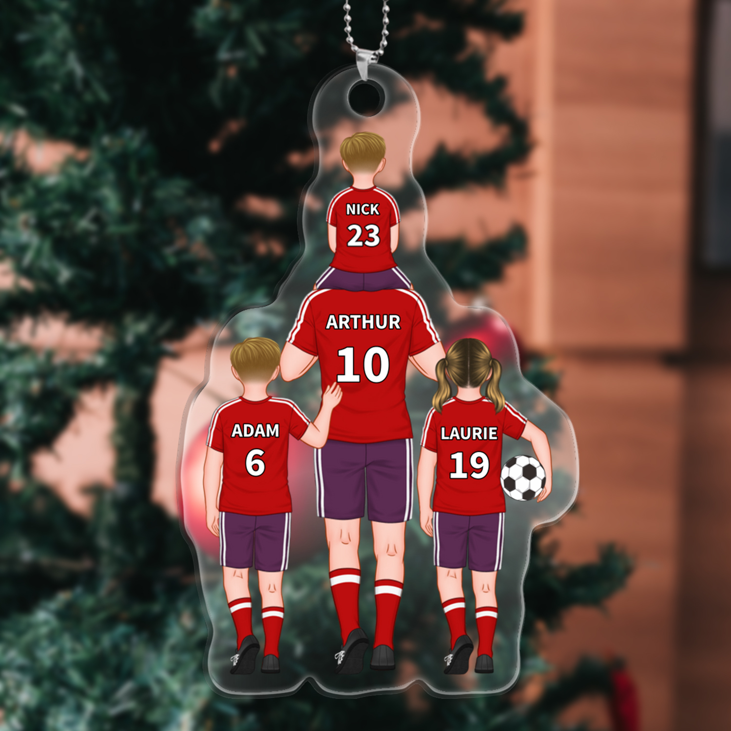 Porte-Clés de Football avec 2-4 Prénoms Personnalisés en Acrylique