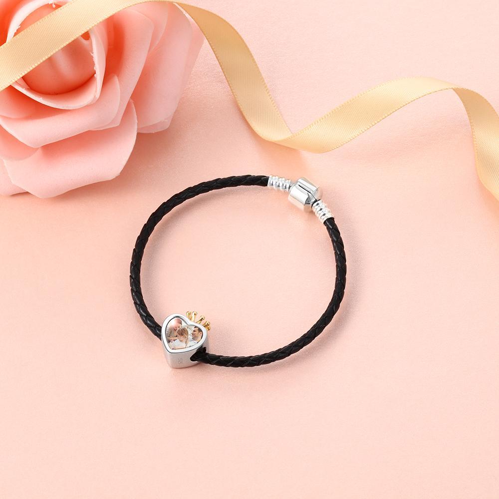 Charm Photo Personnalisé Cœur en Argent 925