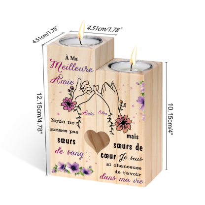 À Ma Meilleure Amie - Bougeoir en Bois sans bougie 2 Prénoms Personnalisés