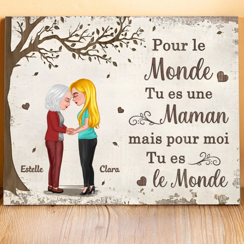 À Mamie - Cadre en Bois Prénoms Personnalisés avec Illustrations Cadeau pour Mamie | Jessemade