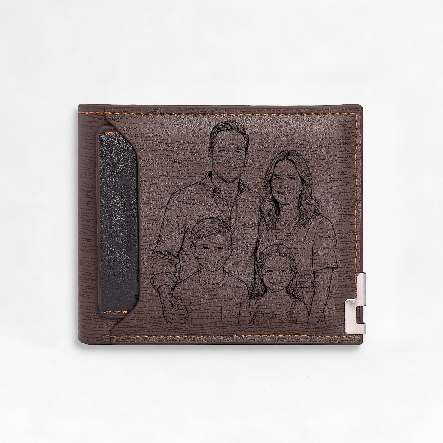 Portefeuille 1 Prénom Personnalisé avec Photo et Lettre Classique Homme Cadeau Saint-Valentin pour Homme | Jessemade