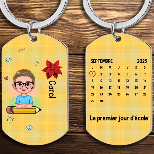 Porte-Clés Personnalisé avec 1 Prénom, 1 Date et Fleur de Naissance pour Enfant | Cadeaux Rentrée Scolaire  | Jessemade