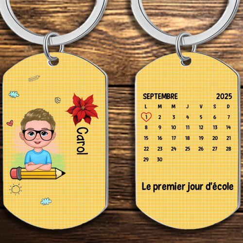 Porte-Clés Personnalisé avec 1 Prénom, 1 Date et Fleur de Naissance pour Enfant | Cadeaux Rentrée Scolaire  | Jessemade