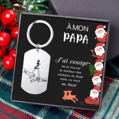 À mon Papa - 1-5 Noms Porte-Clés la main dans la main Personnalisés