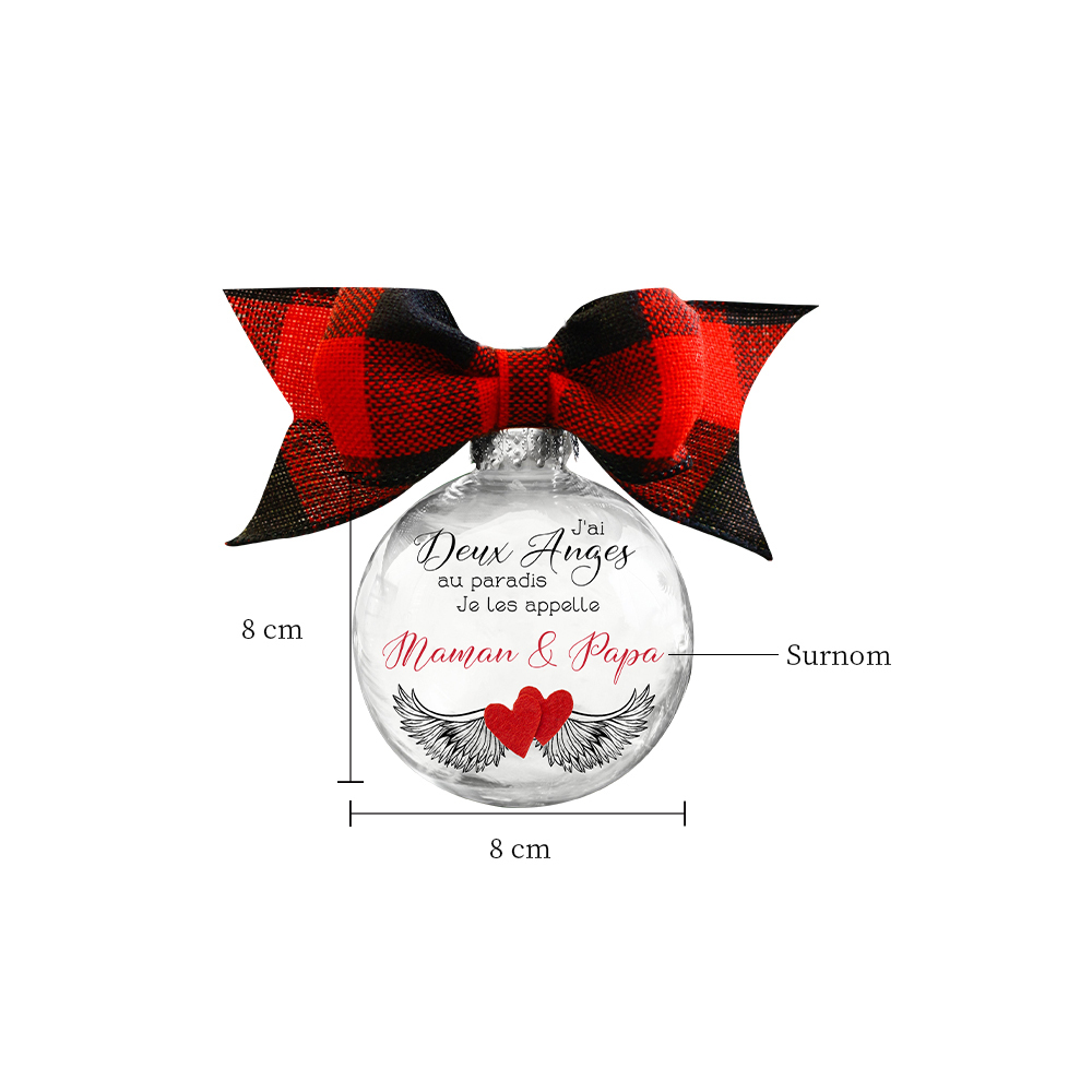 Boule transparente de plumes aile Ornements 2 Prénom Personnalisé boule de noël | Jessemade