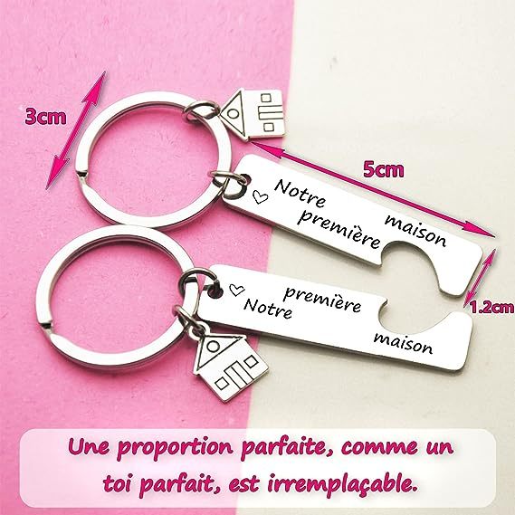 Porte-Clés Cadeau Crémaillère avec Text Personnalisé au Dos