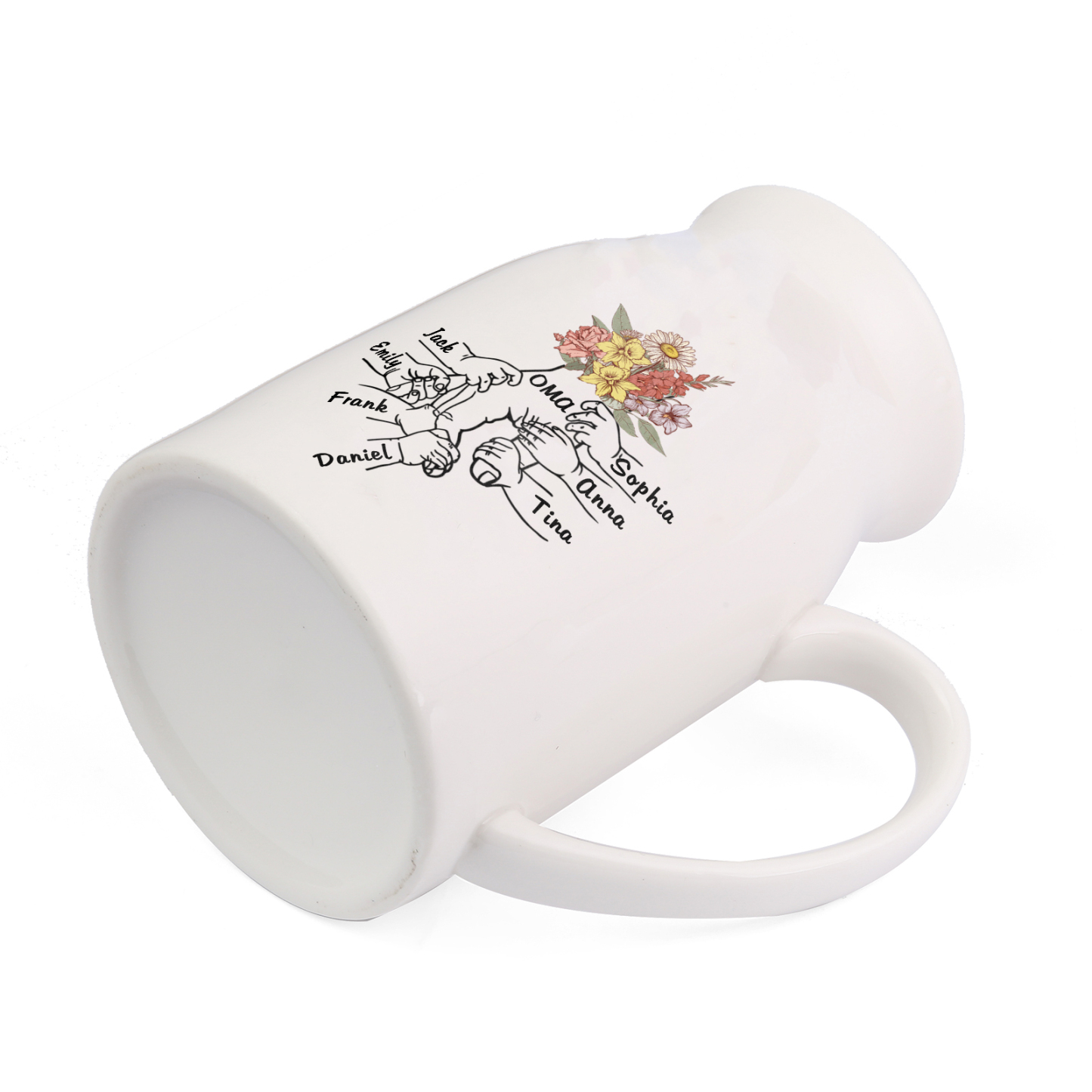 Vase à Fleurs la main dans la main 7 Prénoms Personnalisés avec Texte Décoration de la Maison