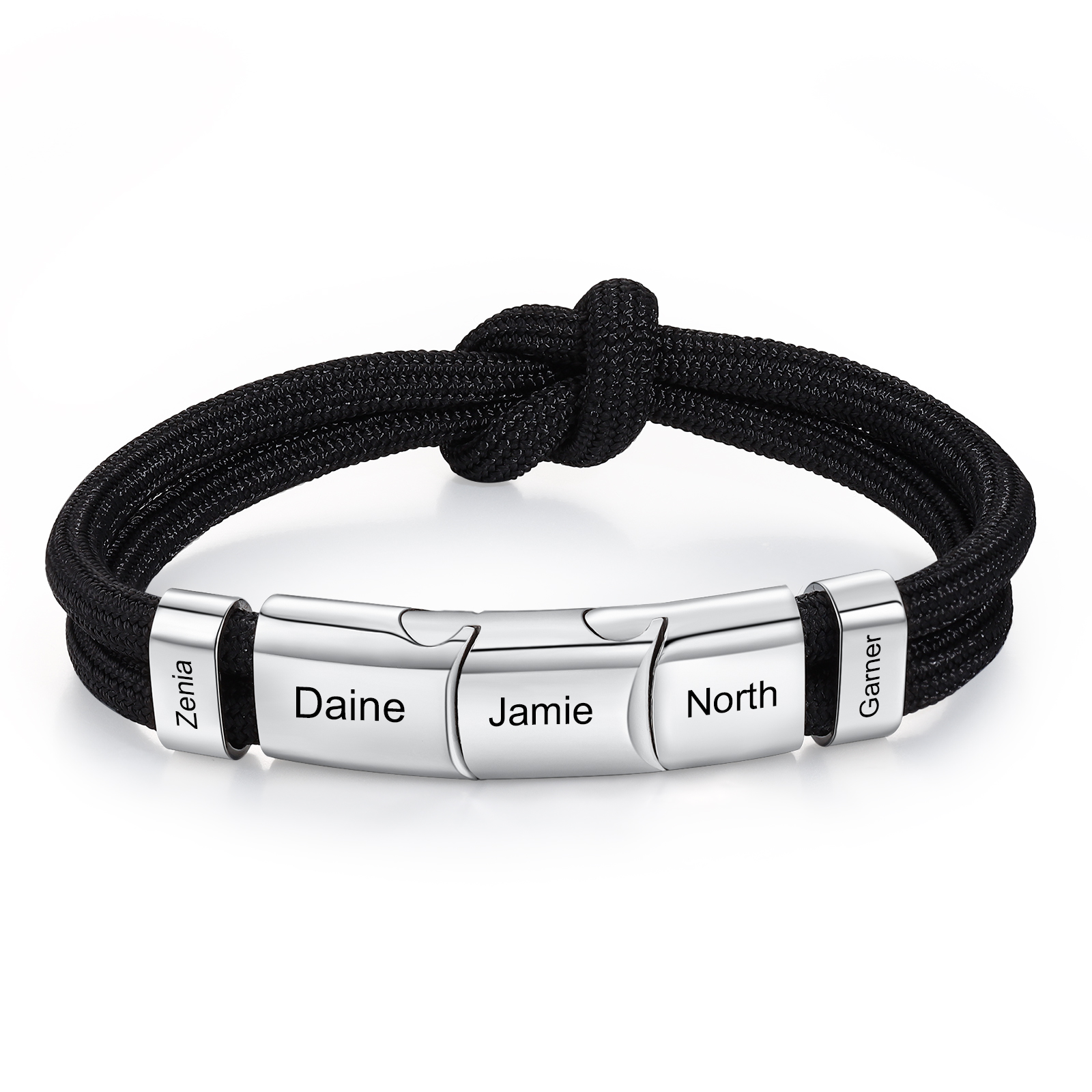 Bracelet Nœud 5 Prénoms Personnalisés pour Hommes