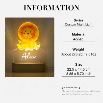 Lampe de chevet Petit lion LED Lumières monochrome personnalisée