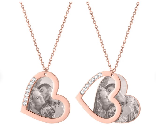 Collier Coeur Photo et Texte Personnalisé Pendentif pour Femme｜Jessemade