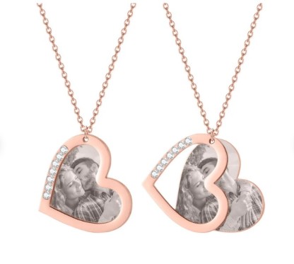 Collier Coeur Photo et Texte Personnalisé Pendentif pour Femme｜Jessemade
