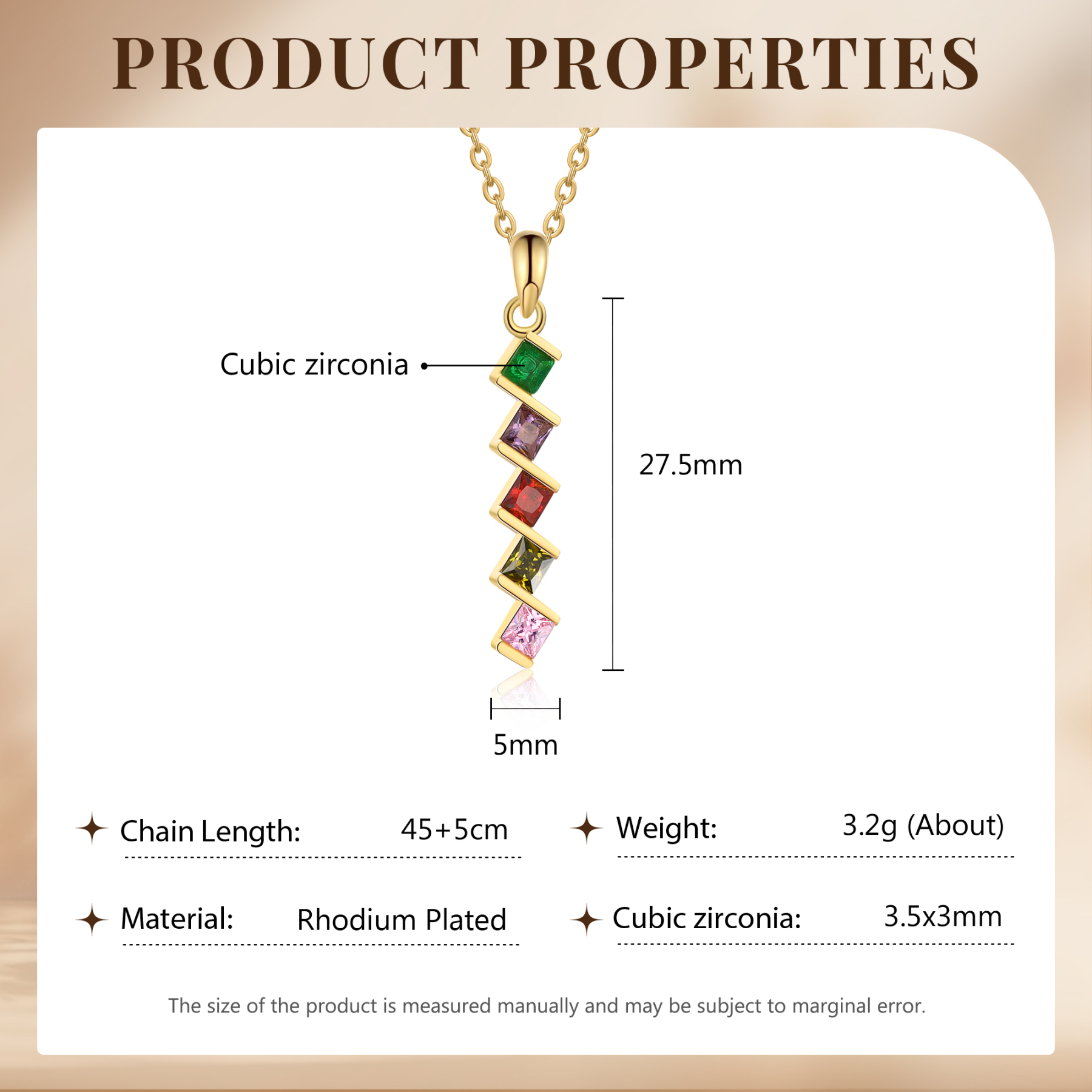 Collier Femmes 5 Pierres de Naissance Personnalisés