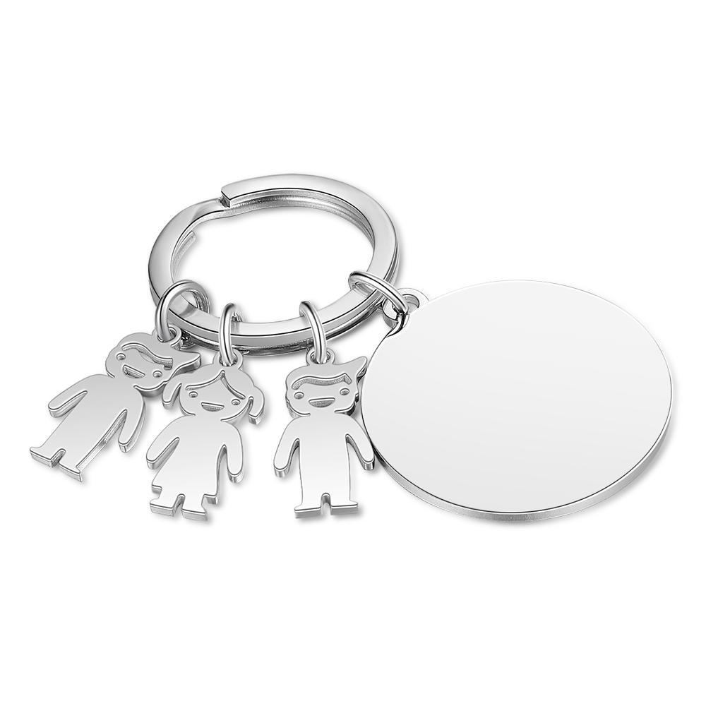 Porte-Clés Personnalisé Avec Breloques 3 Enfants et Texte