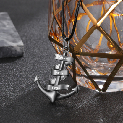 Collier d'ancre marine nautique Pirate ancre pendentif 3 Prénoms Personnalisés Collier Homme