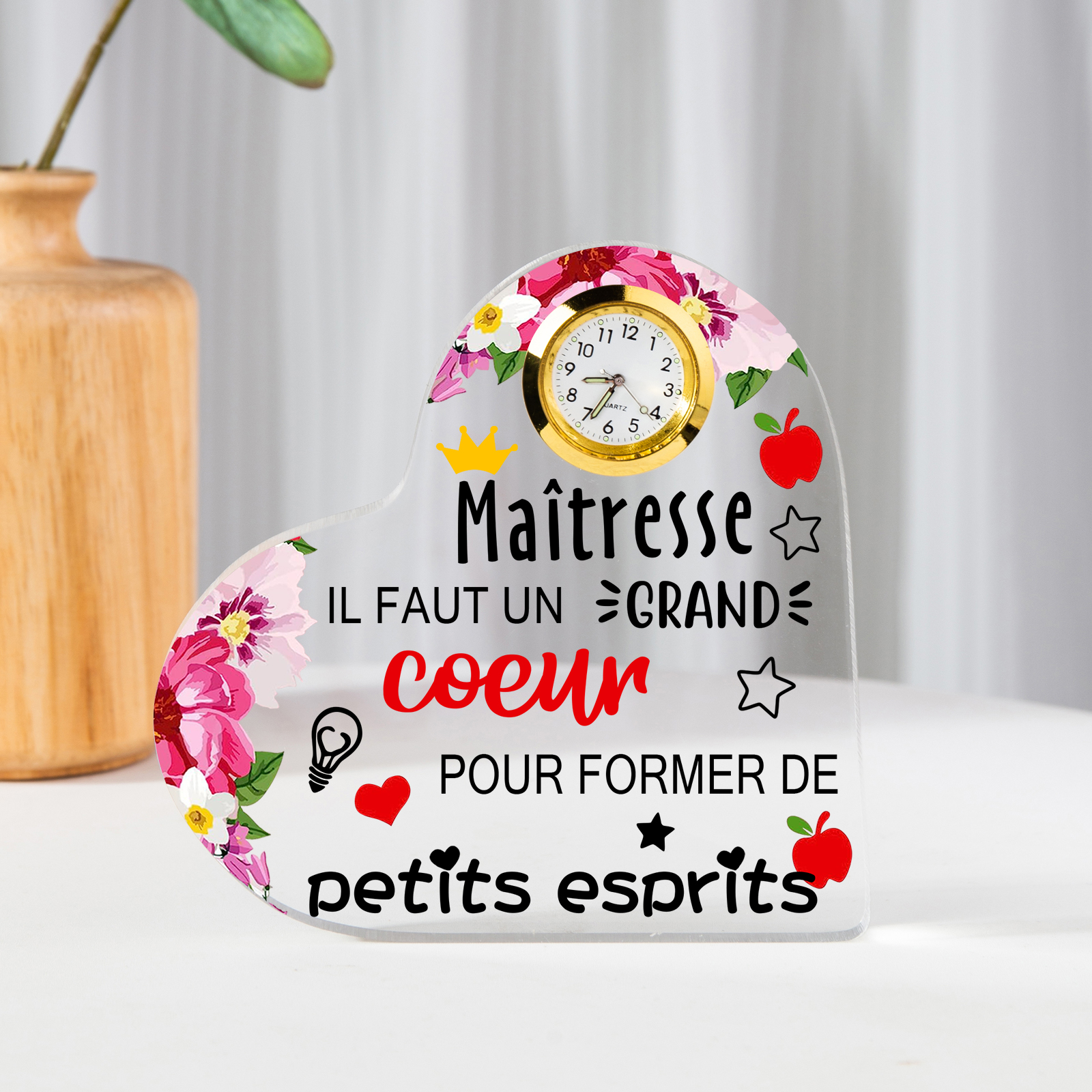 À Ma Maîtresse -Plaque Acrylique Coeur avec Horloge et Message Cadeau utile et touchant | Jessemade