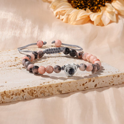 Bracelet Cœur en Perles Naturelles Bracelet Photo Projection｜Jessemade