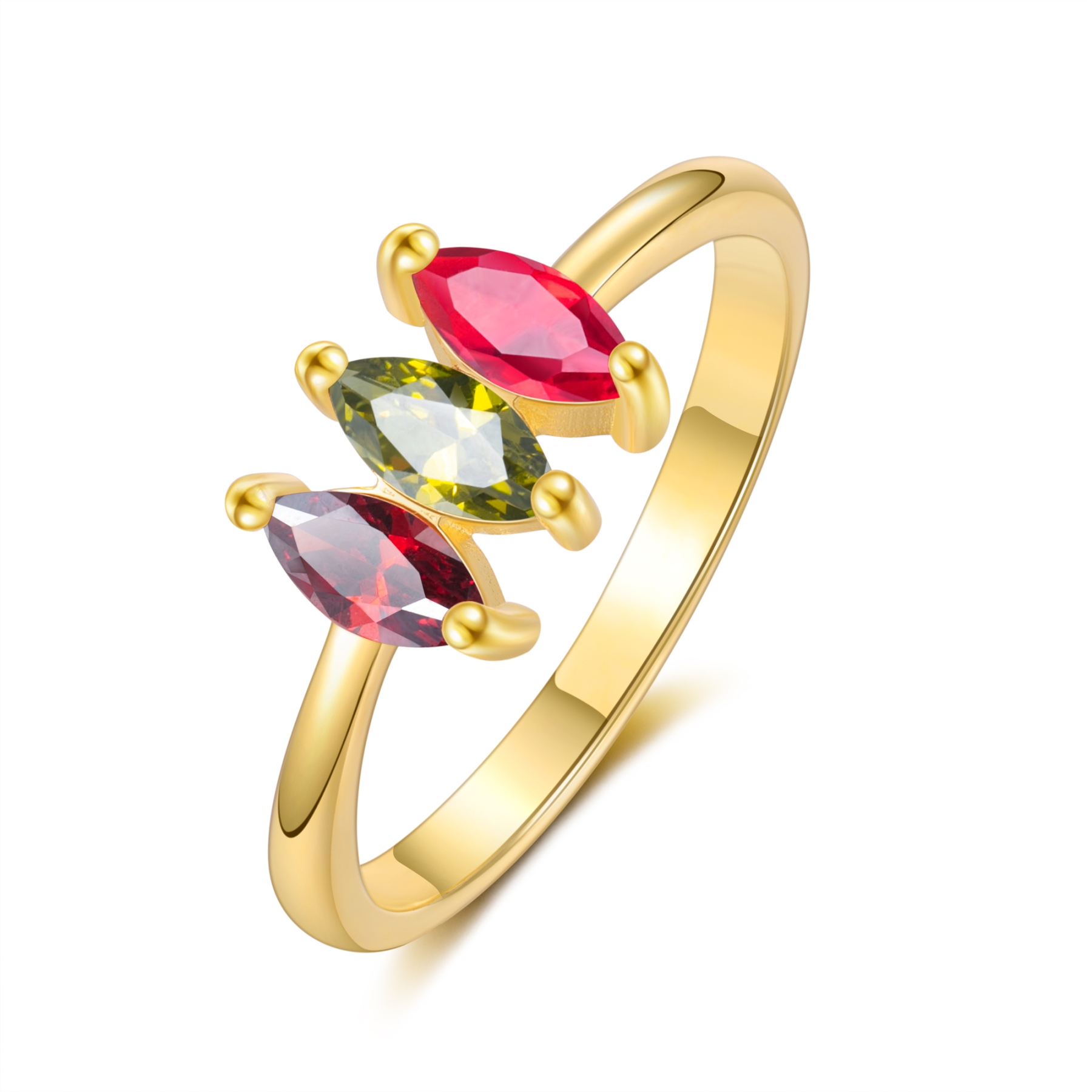 Bague Femmes 3 Pierres de Naissance Personnalisés
