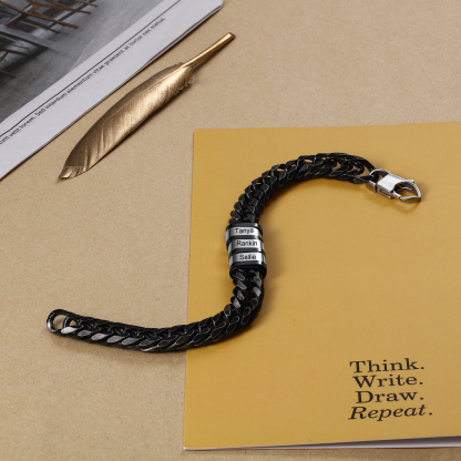 Bracelet Gourmette en acier inoxydable 3 Prénom Personnalisé Bracelet Homme | Cadeau Fête des Pères | Jessemade